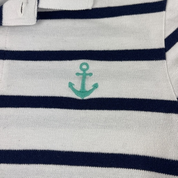 Old Navy Polo Mens Small White Blue Striped Anchor - Picture 4 of 8